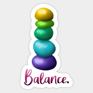 Balance. (Shiny Rainbow Stacked Rocks) Sticker